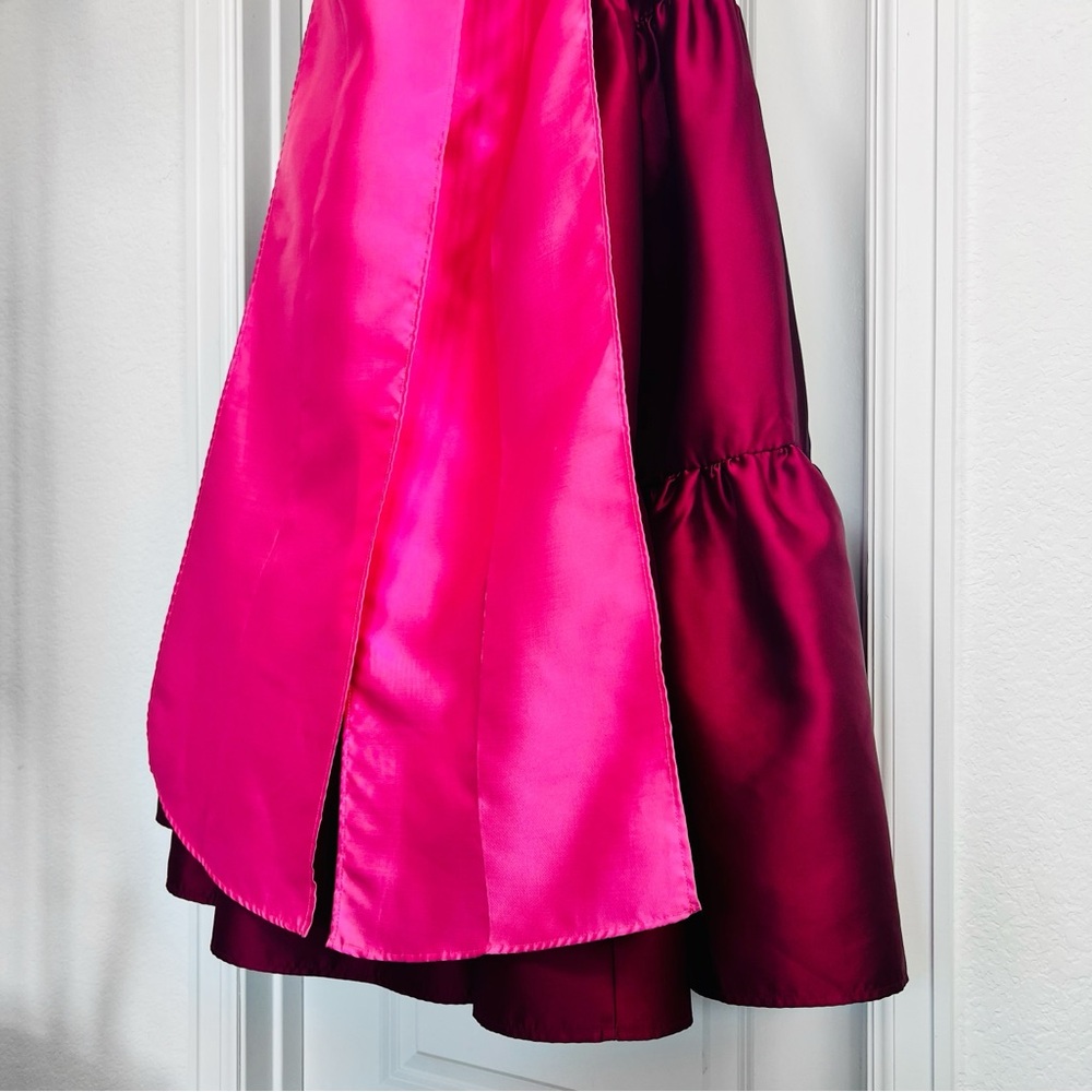 Hutch Harlo Bow Back Satin Tiered Maxi Dress Pink Magenta Formal Wedding 4 Small - Picture 9 of 15